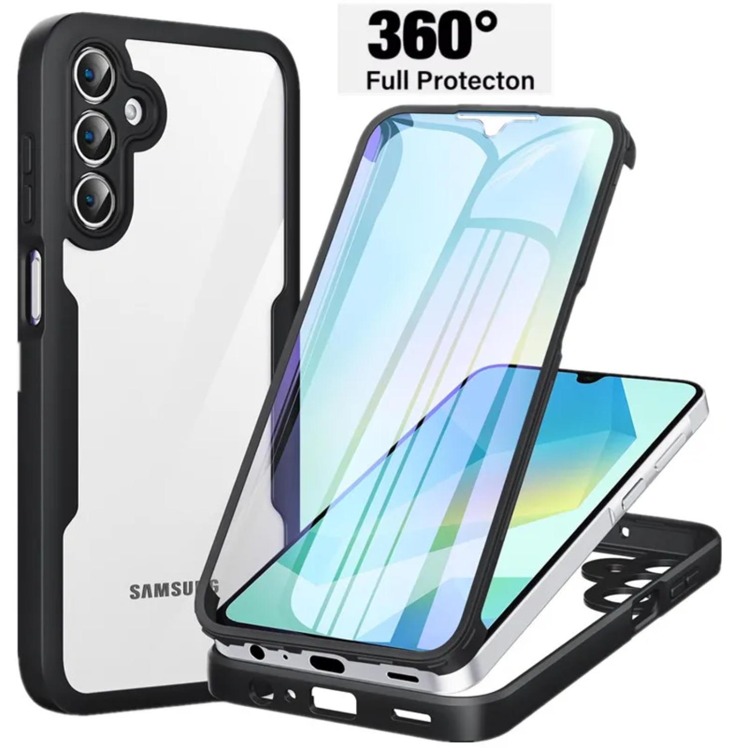 Heavy Duty 360 Full Body Protective Case - Resistente transparente 360 ° Funda de