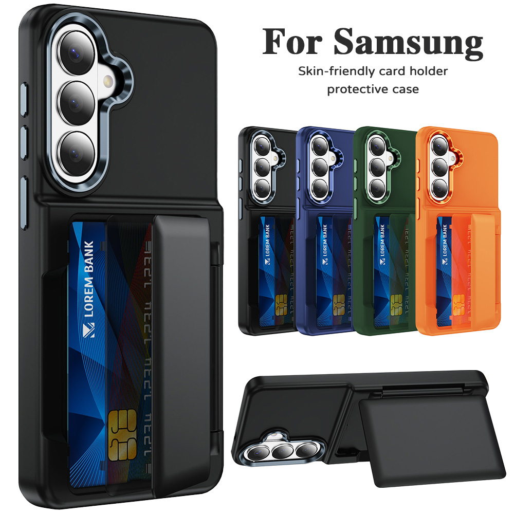 Leather Wallet Card Holder Phone Cover - Funda con tarjetero y soporte para