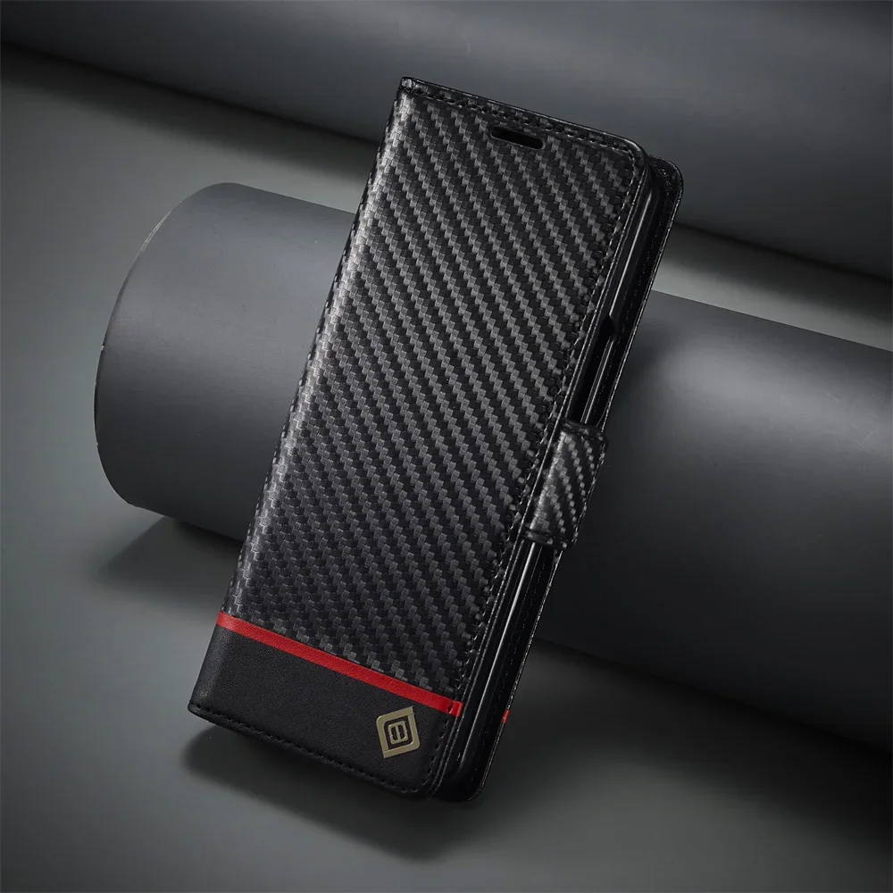 Funda de cuero PU de fibra de  - Leather Wallet Card Holder Phone Cover reseña y precio