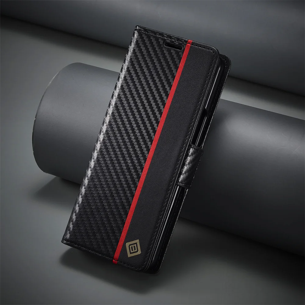 Funda de cuero PU de fibra de  - Leather Wallet Card Holder Phone Cover reseña y precio