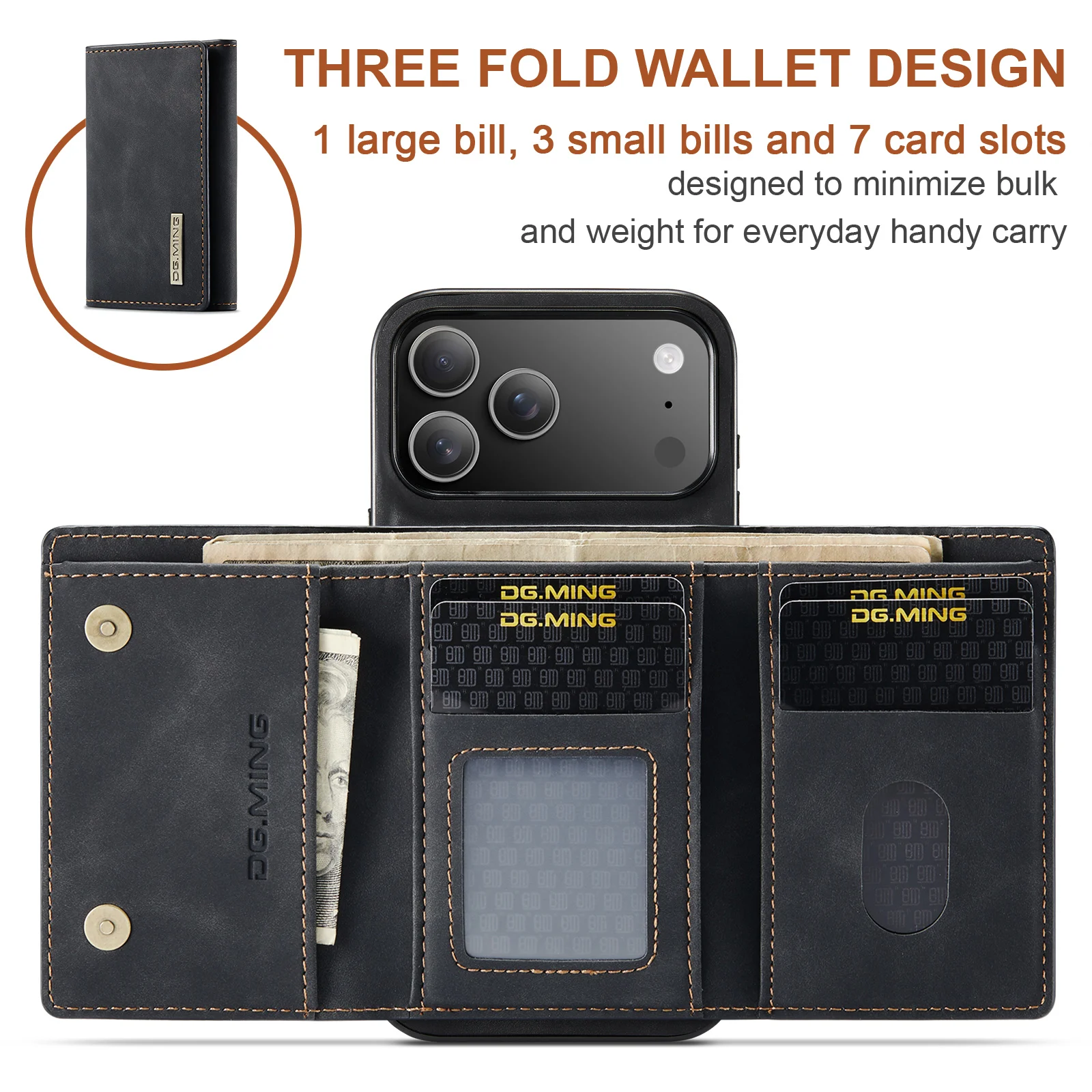 Para el nuevo IPhone 17 Pro Ma - Leather Wallet Card Holder Phone Cover reseña y precio