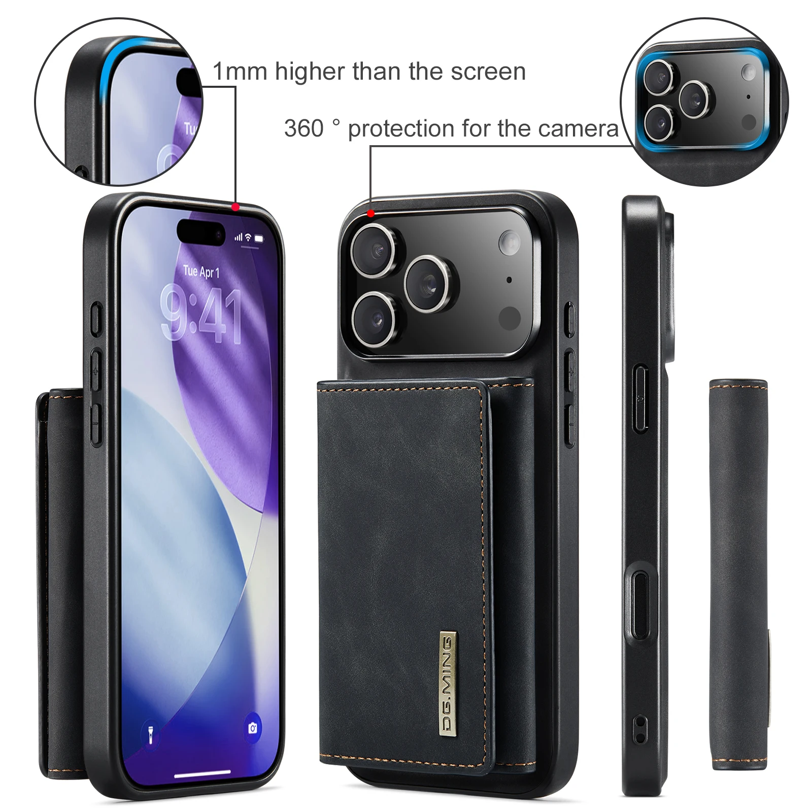 Para el nuevo IPhone 17 Pro Ma - Leather Wallet Card Holder Phone Cover reseña y precio