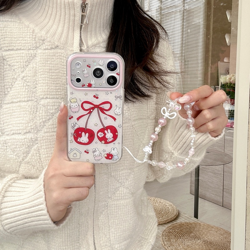 Funda de teléfono con diseño d - Cute Cartoon Wrist Strap Silicone Case reseña y precio