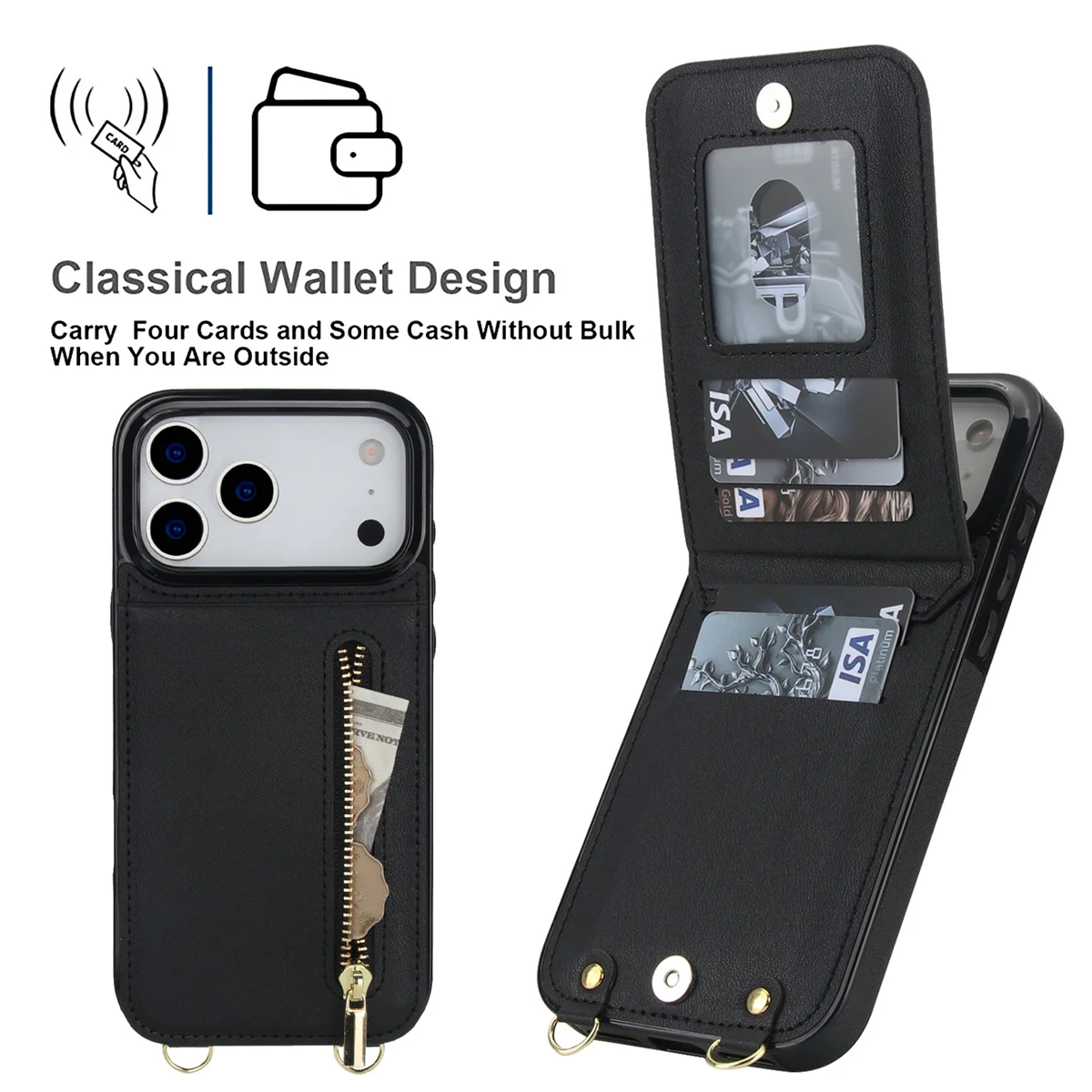 Funda de teléfono de cuero con - Leather Wallet Card Holder Phone Cover reseña y precio