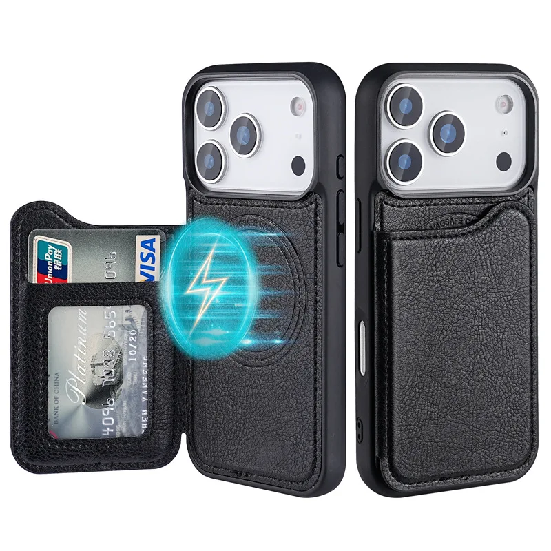 Para Magsafe funda de teléfono - Leather Wallet Card Holder Phone Cover reseña y precio
