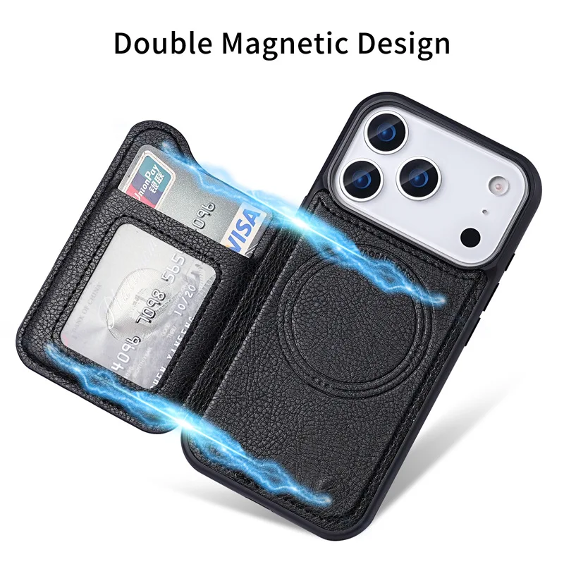 Para Magsafe funda de teléfono - Leather Wallet Card Holder Phone Cover reseña y precio
