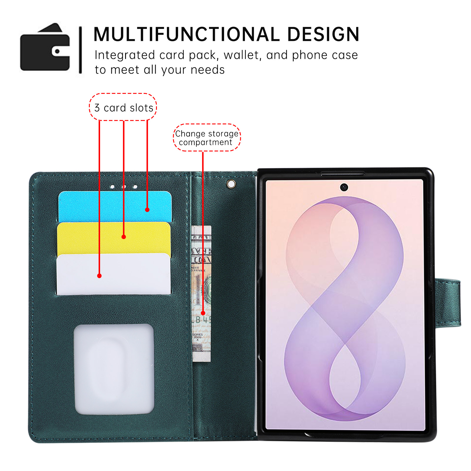 Funda de cuero de lujo para te - Leather Wallet Card Holder Phone Cover reseña y precio