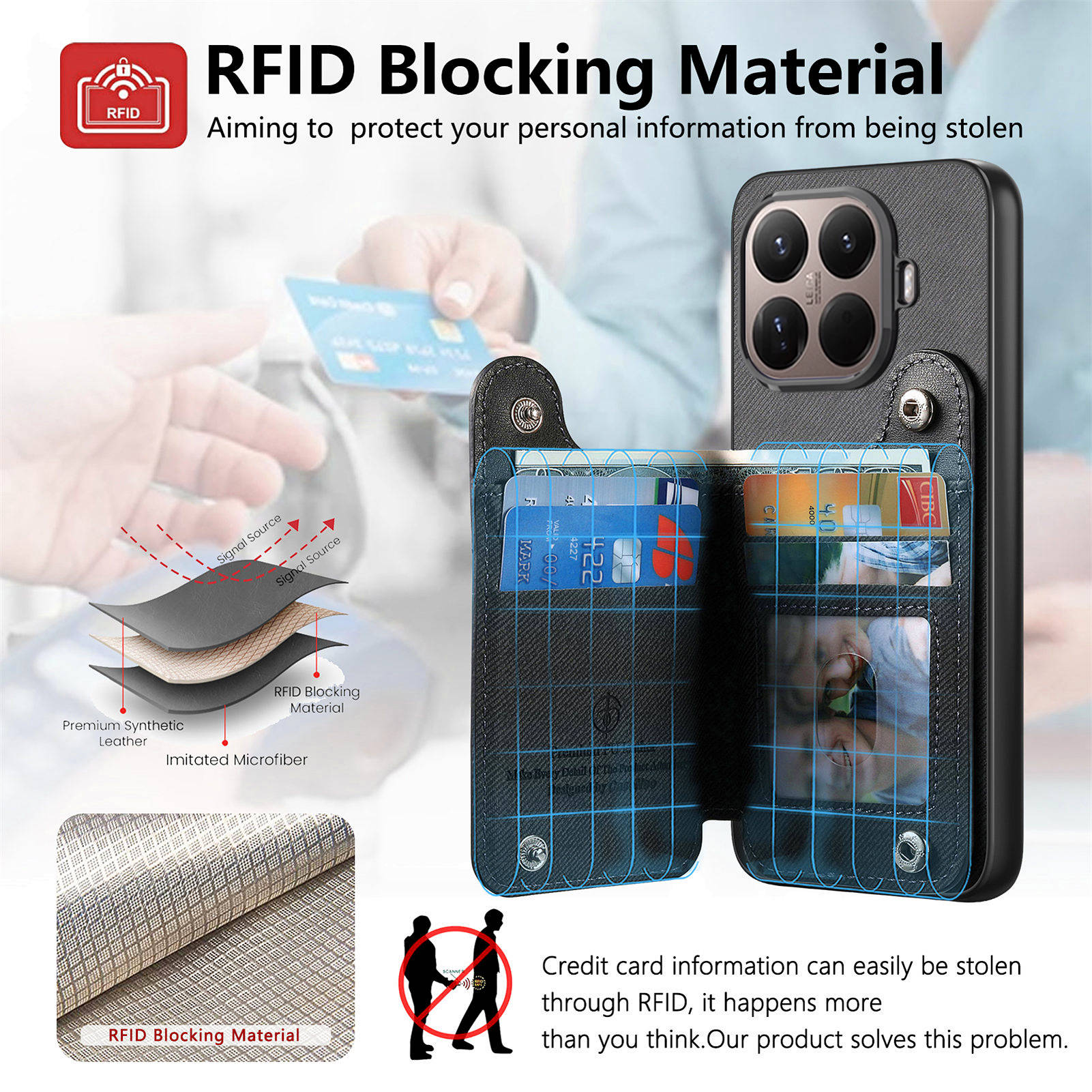 Cartera con cremallera y corre - Leather Wallet Card Holder Phone Cover reseña y precio